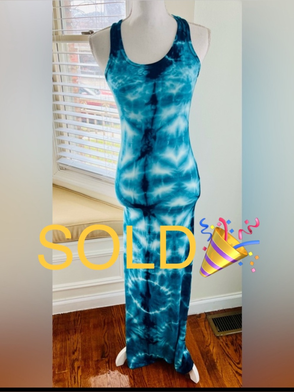 NWOT Go Couture Blue White Tie Dye Maxi Dress